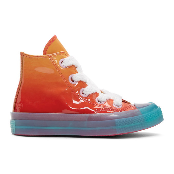 Photo: JW Anderson Orange Converse Edition Patent Chuck Taylor 70 Toy Hi Sneakers