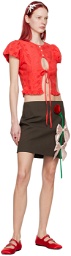 Sandy Liang Brown Castle Miniskirt