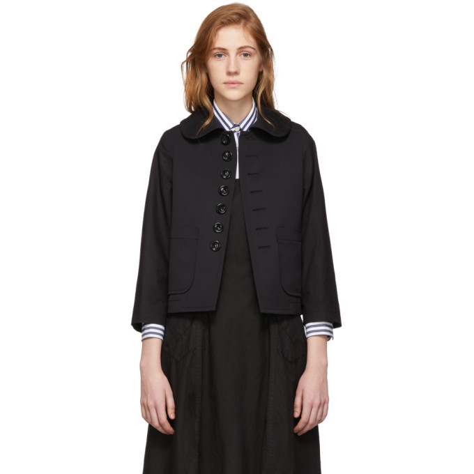 Tricot Comme des Garcons Black Wool Round Collar Jacket Tricot