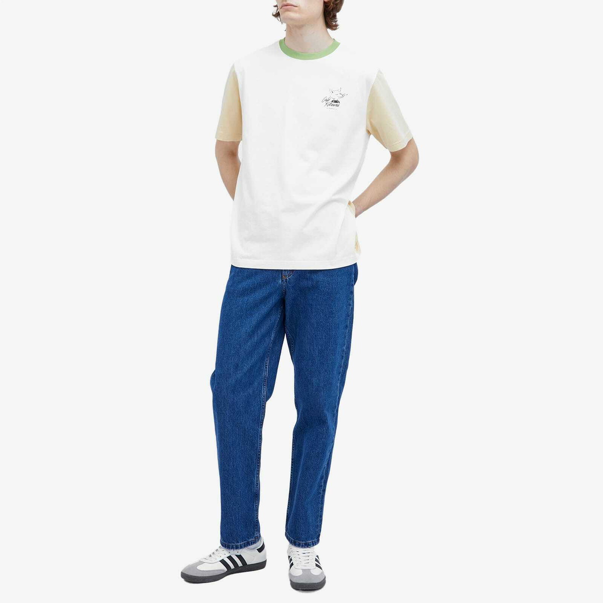 Cafe Kitsune Men's Café Kitsune Colorblock Relax T-Shirt in Tapioca Colorblock