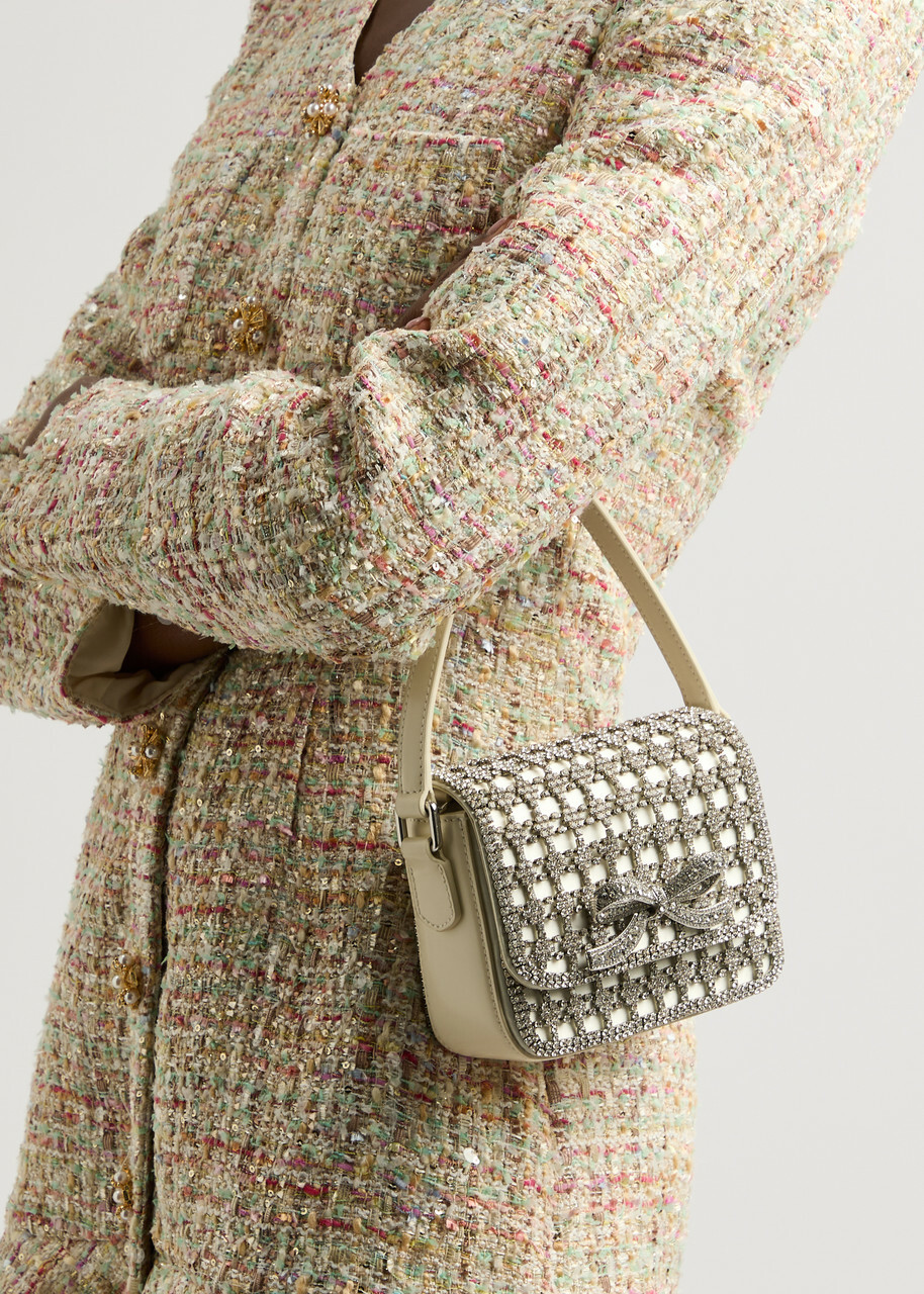 Self-portrait Micro Crystal-embellished Satin and Leather