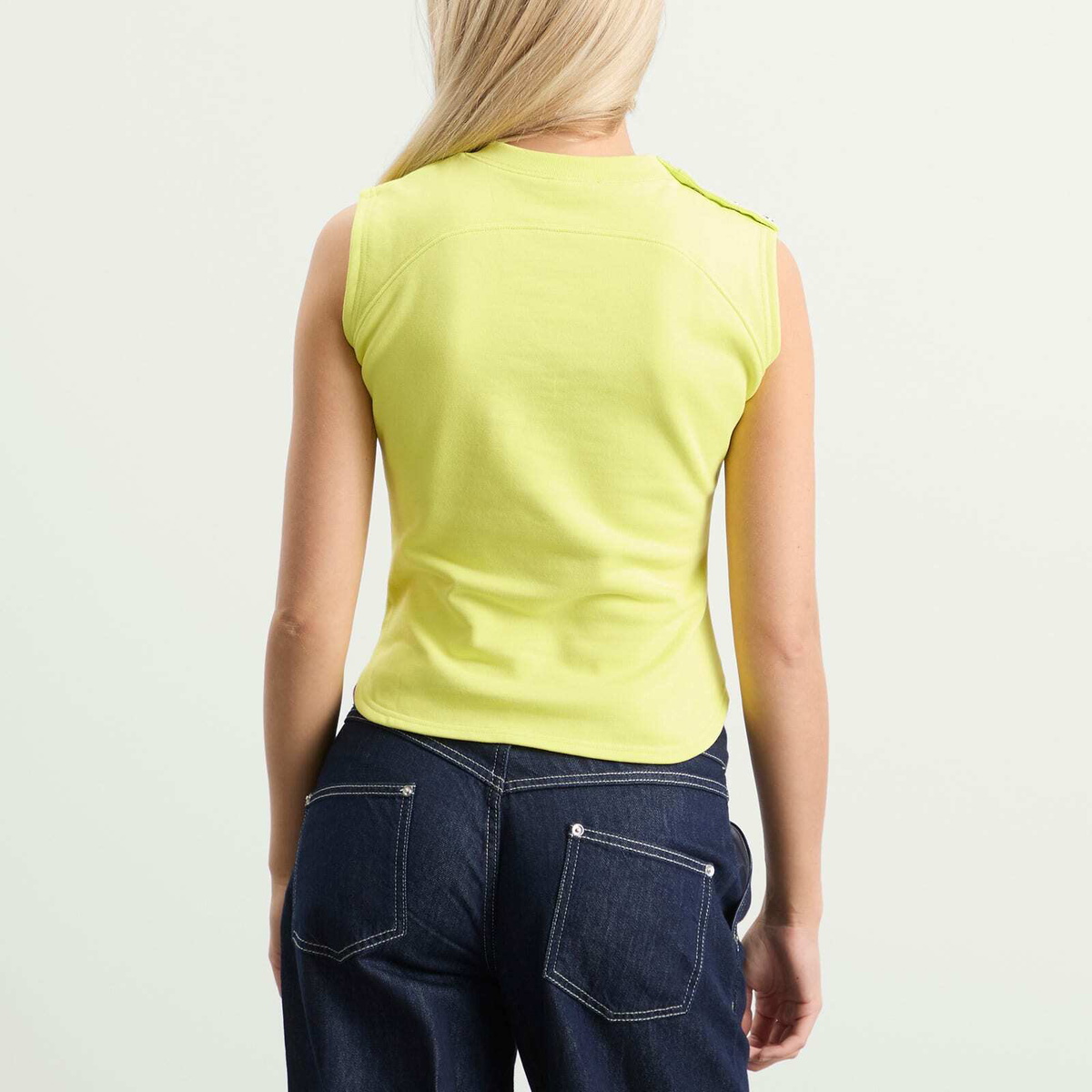 Peachy Den Women's Trixie Sweat Vest Top in Highlighter