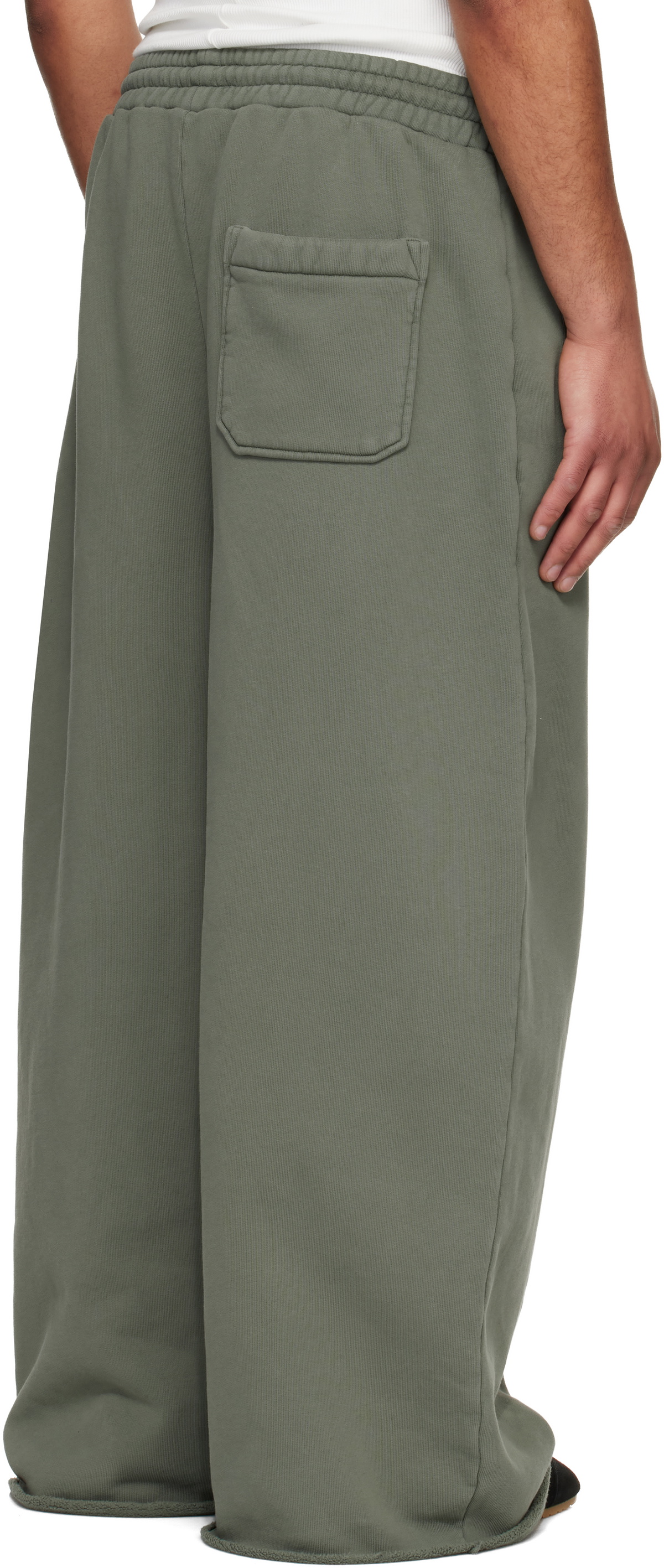 LU'U DAN Green Raw-Cut Bontan Sweatpants