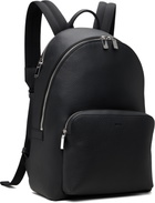BOSS Black Embossed-Logo Leather Backpack