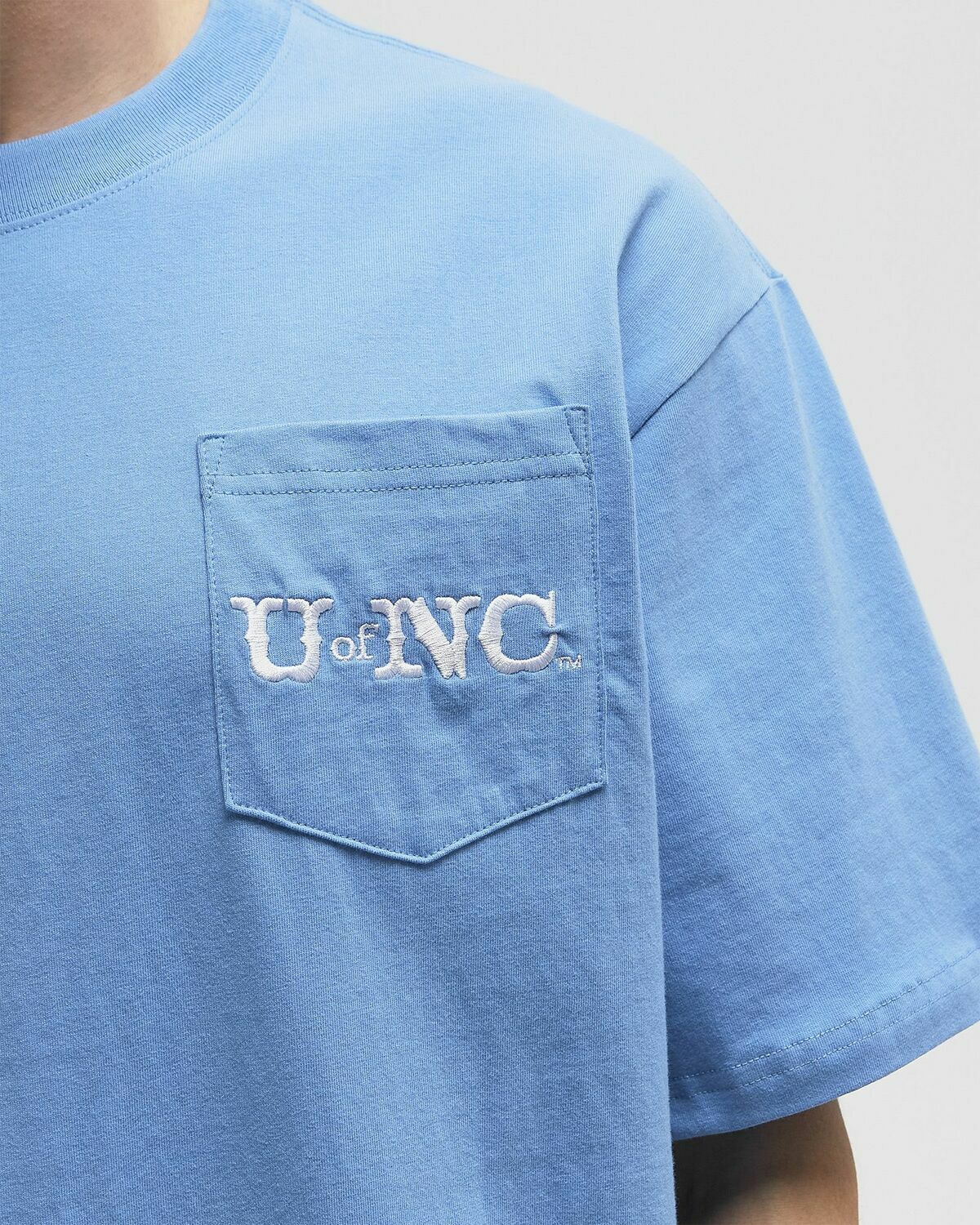 Mitchell & Ness NCAA DOUBLE HIT SS POCKET TEE VINTAGE LOGO NORTH CAROLINA Blue Mens Shortsleeves/Team Tee