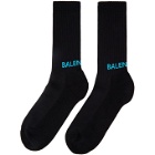 Balenciaga Black and Blue Back Logo Socks
