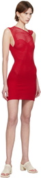 Isa Boulder Red One Pinch Shoulder Crocheted Minidress