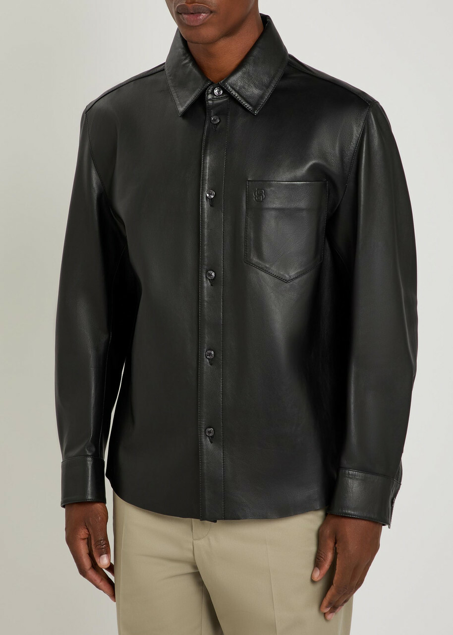 Boss Movitz Leather Jacket Black