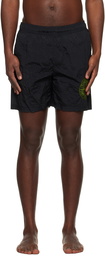 Stone Island Black Embroidered Shorts