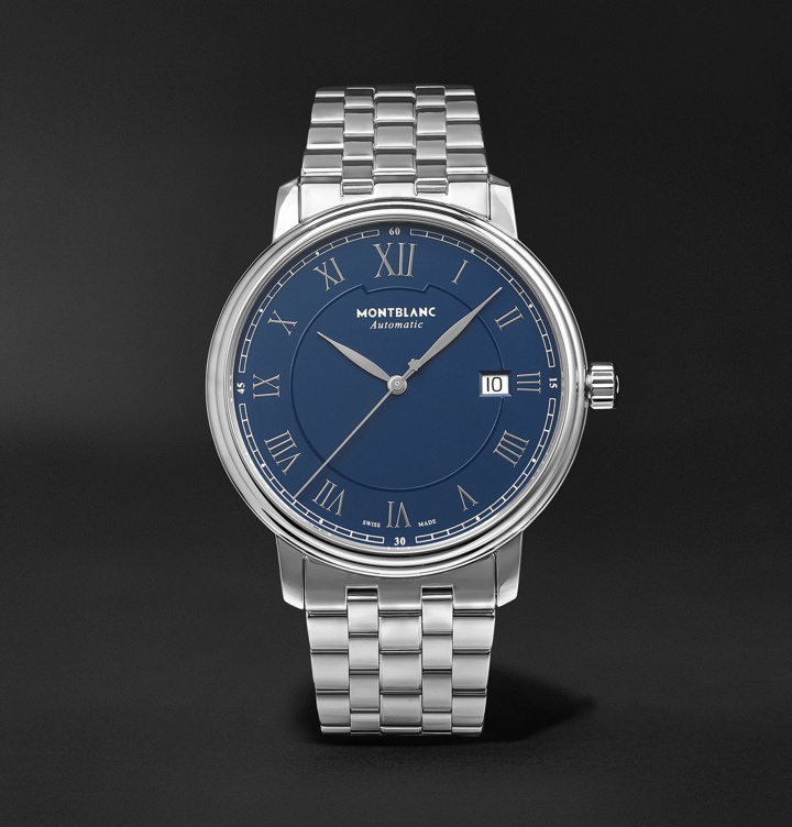 Photo: Montblanc - Tradition Automatic 40mm Stainless Steel Watch, Ref. No. 117830 - Blue