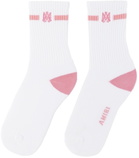 AMIRI Kids White & Pink M.A. Embroidery Socks