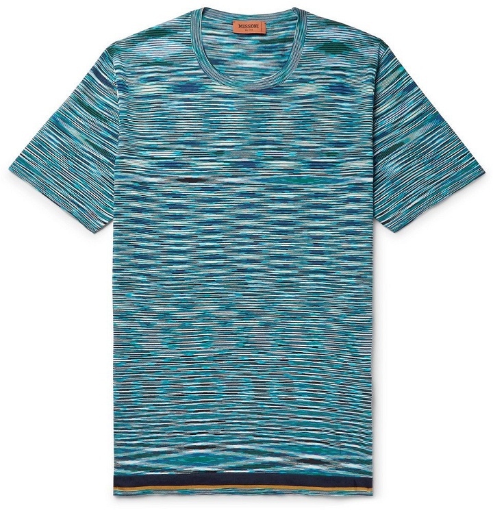 Photo: Missoni - Space-Dyed Knitted Cotton T-Shirt - Blue