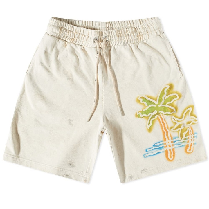 Photo: Palm Angels Men's Neon Palm Sweat Short in Off White/Multi