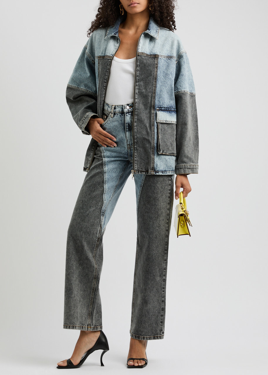 Rotate Sunday Panelled Bleached Straight-leg Jeans Denim 25 (W25 / UK6 / XS)