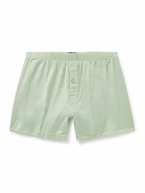 Photo: Hanro - Mercerised Cotton-Jersey Boxer Shorts - Green