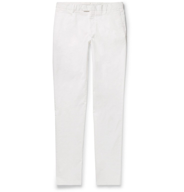 Photo: Beams F - Slim-Fit Stretch-Cotton Twill Trousers - Men - White