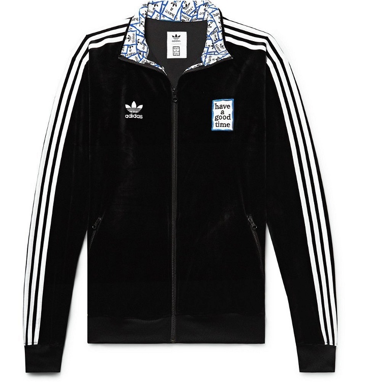 Photo: adidas Consortium - Have a Good Time Logo-Embroidered Striped Velour Track Jacket - Men - Black