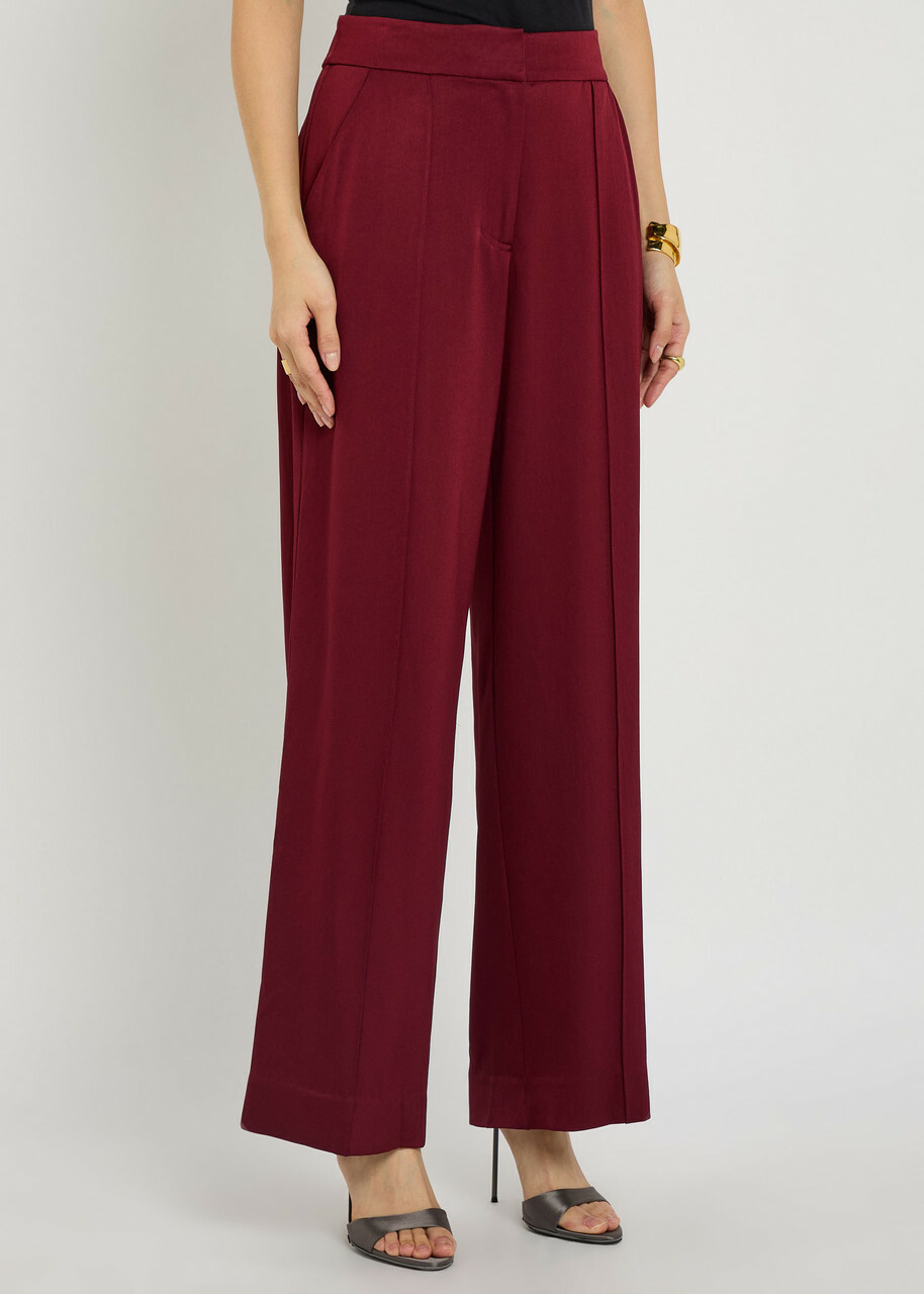 Simkhai Kyra Pintuck Wide-leg Satin Trousers Red