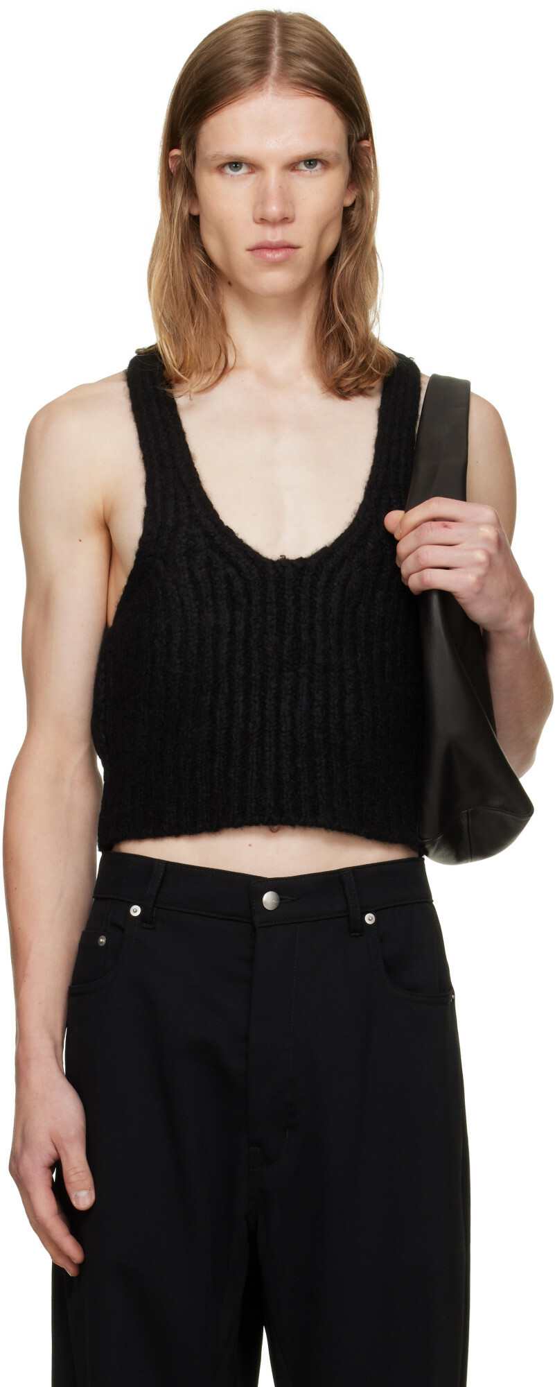 Rick Owens Black Tower Knit Tank Top