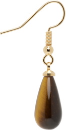 Dries Van Noten Gold & Brown Tiger's Eye Single Earring