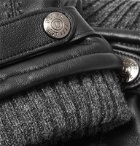 Dents - Henley Leather and Wool-Blend Tech Gloves - Black