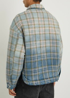 Cole Buxton Checked Cotton Jacket Blue