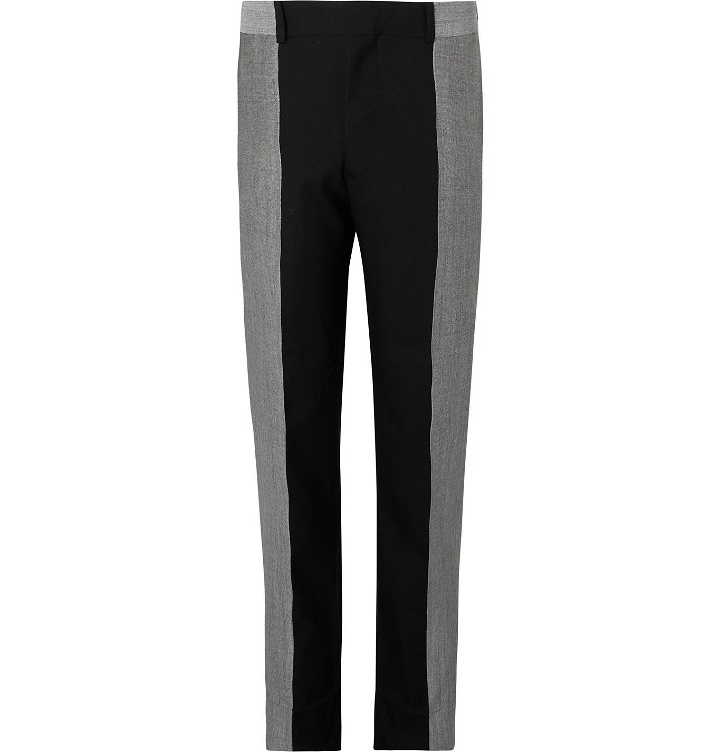 Photo: ALEXANDER MCQUEEN - Tapered Panelled Wool-Gabardine and Wool and Mohair-Blend Suit Trousers - Black