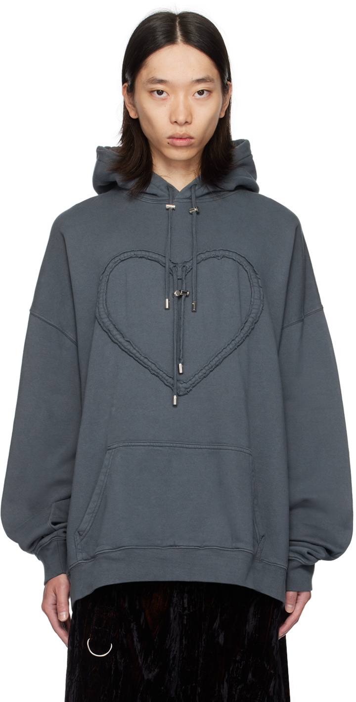 Collina Strada ネイビー ハート パーカー Collina Strada Navy Heart Hoodie Collina Strada