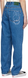Pop Trading Company Blue Straight-Leg Jeans