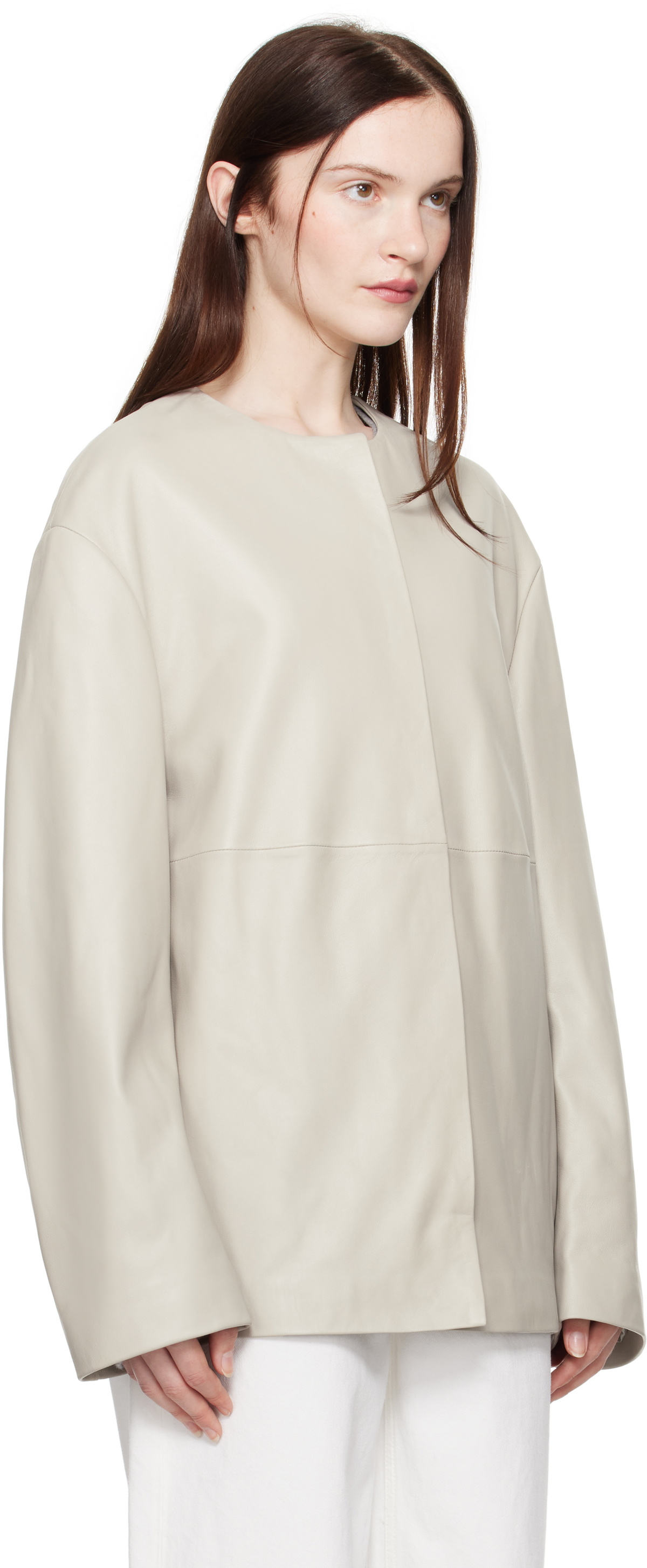 Loulou Studio Gray Atalia Leather Jacket Loulou Studio