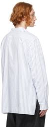 Loewe White & Blue Jacquard Open Collar Shirt