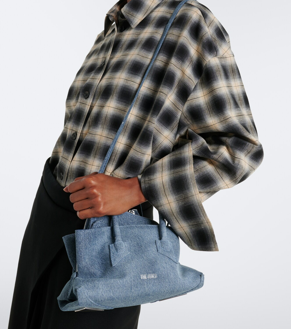 The Attico La Passeggiata Mini denim top-handle bag