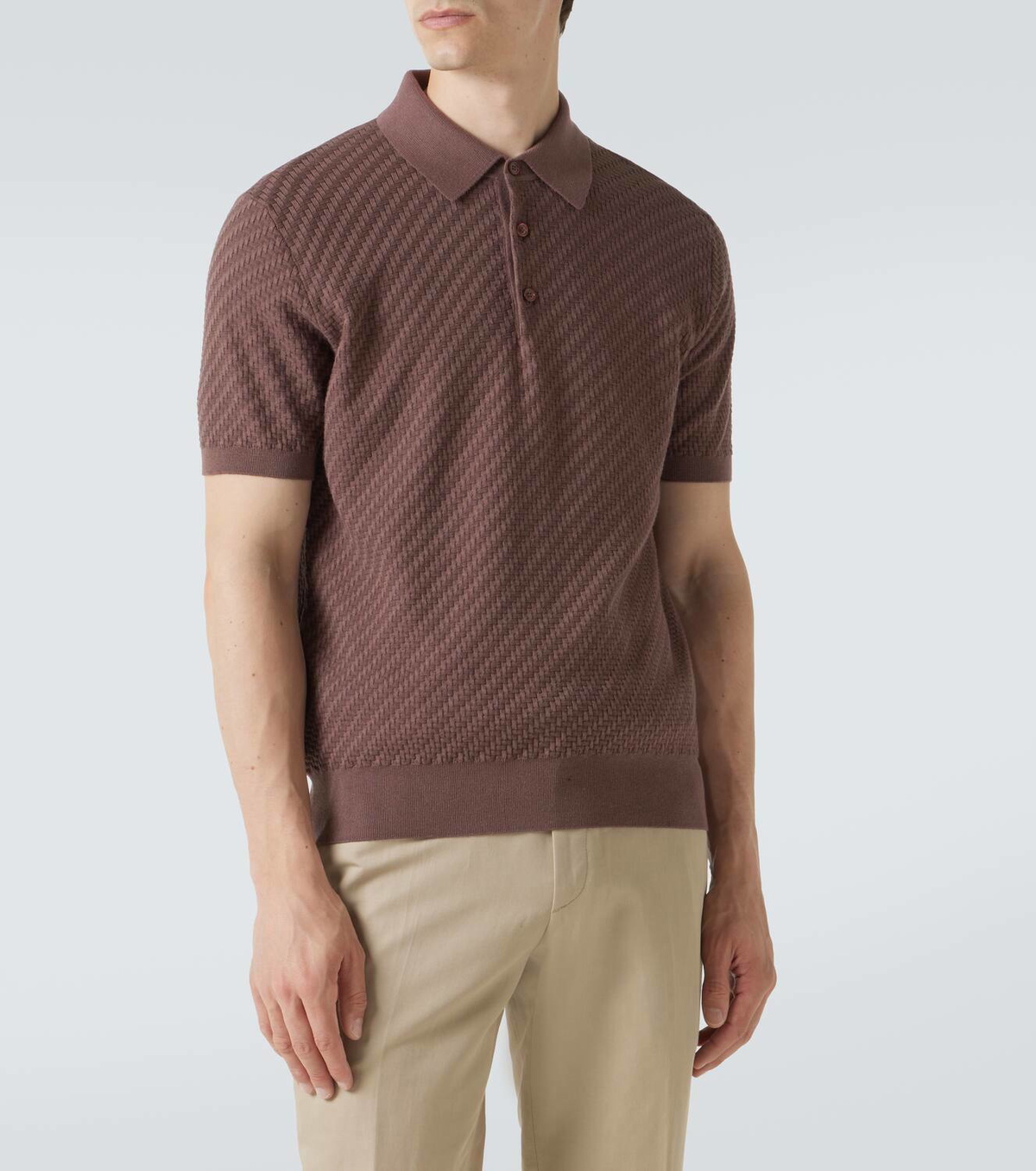 Brioni Cotton, silk, and cashmere polo shirt