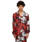 Dolce and Gabbana Red Silk Camellia Print Pyjama Shirt