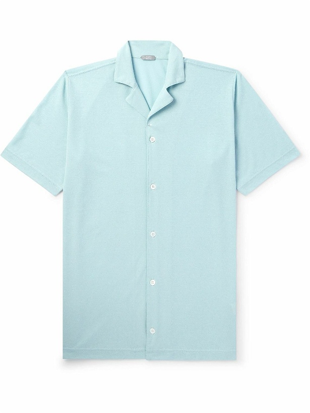 Photo: Incotex - Camp-Collar Cotton-Crepe Shirt - Blue