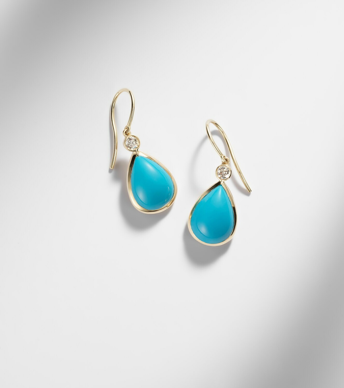 Ileana Makri 14kt gold (585/1000) drop earrings with turquoises and diamonds