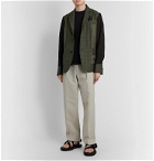 Sacai - Slim-Fit Shell-Panelled Prince of Wales Checked Cotton Jacket - Green
