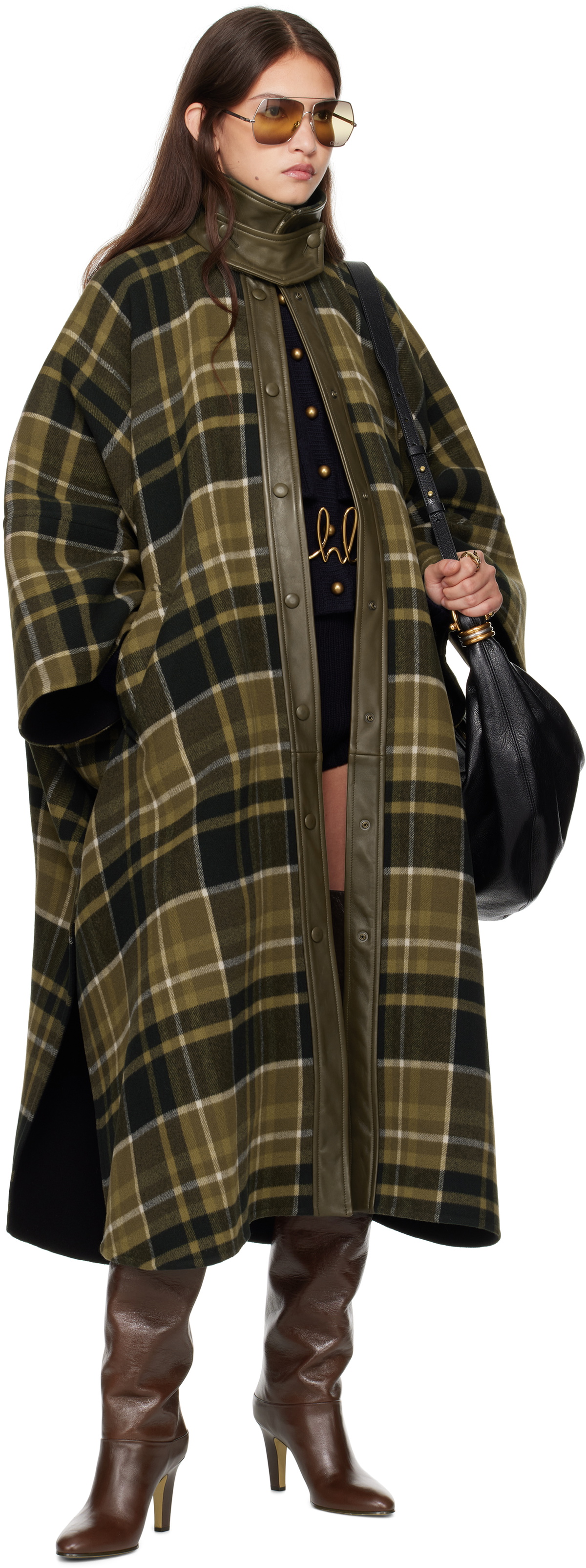 Chloé Green High-Neck Long Coat