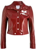 Courrèges Logo Cropped Vinyl Jacket Red