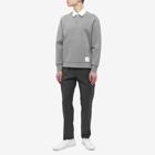 Thom Browne Men's Contrast Collar Long Sleeve Polo Shirt in Med Grey