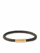 TOM FORD - Gold-Tone and Woven Leather Bracelet - Green