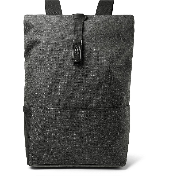 Photo: Brooks England - Pickwick Large Leather-Trimmed Mélange Tex Nylon Backpack - Gray