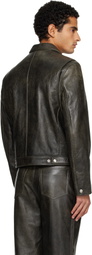 TONYWACK Black Zip Leather Jacket