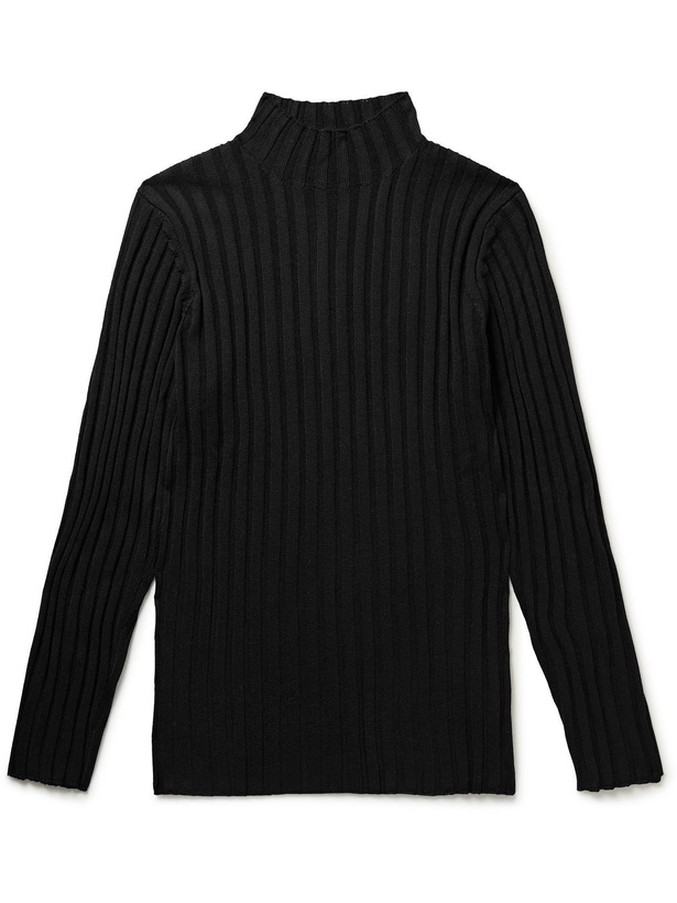 Photo: Séfr - Jay Ribbed Merino Wool-Blend Mock-Neck Sweater - Black