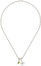 Martine Ali SSENSE Exclusive Silver Peridot Spyder Necklace