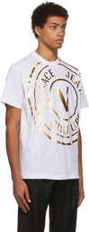 Versace Jeans Couture White & Gold V-Emblem T-Shirt