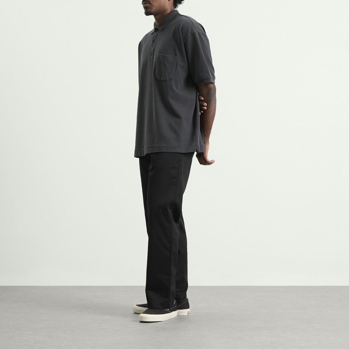 Nanamica Men's Snap Polo Shirt in Charcoal