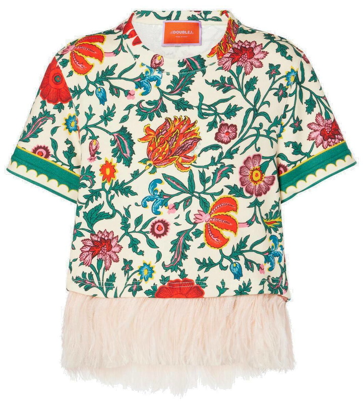 Photo: La DoubleJ La Scala feather-trimmed cotton T-shirt
