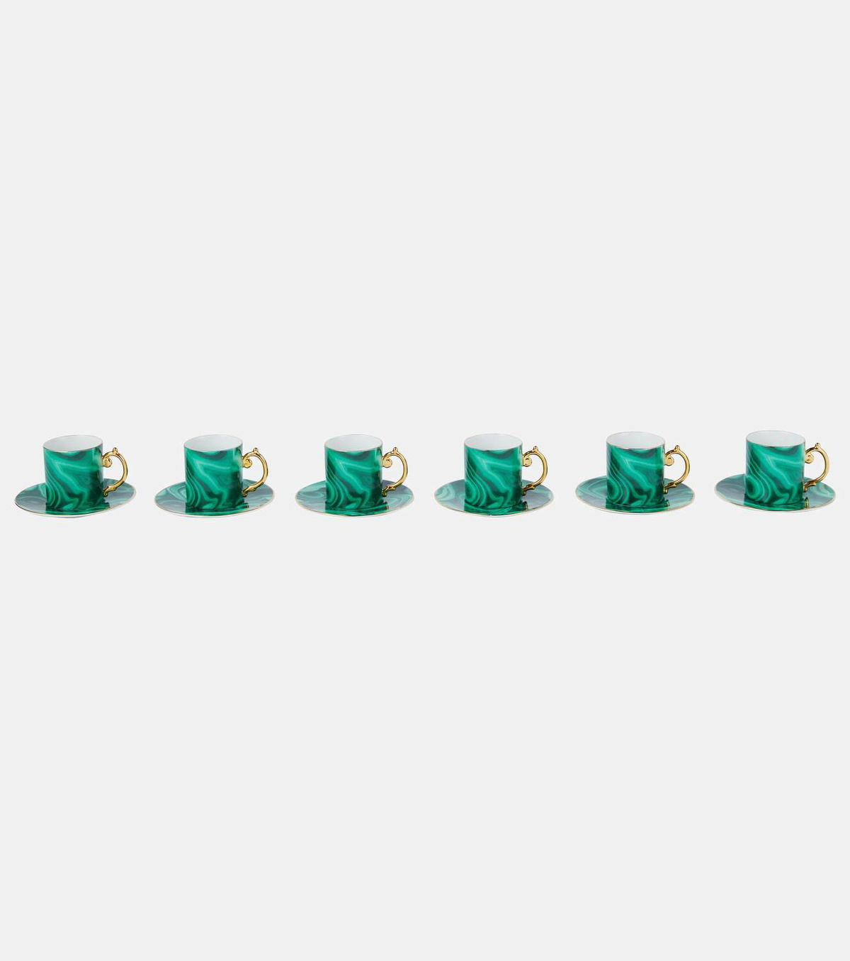 L'Objet Malachite set of 6 espresso cups and saucers