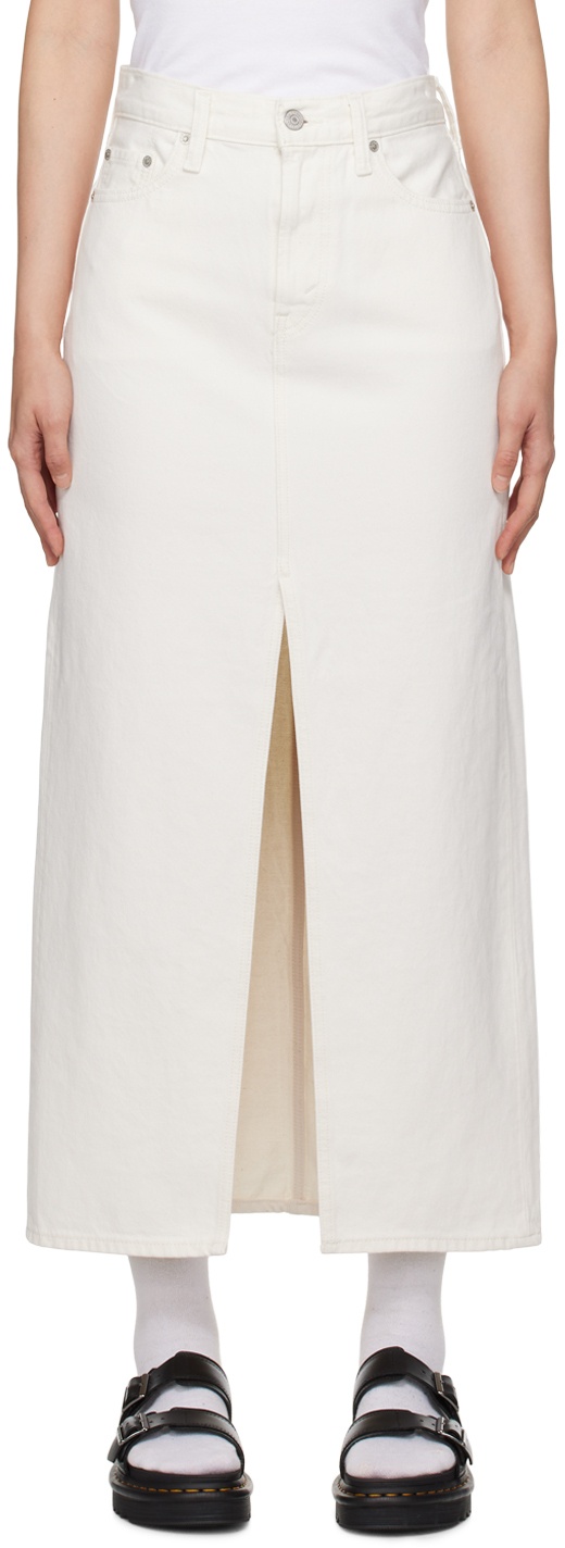 Photo: Levi's White Ankle Column Denim Midi Skirt